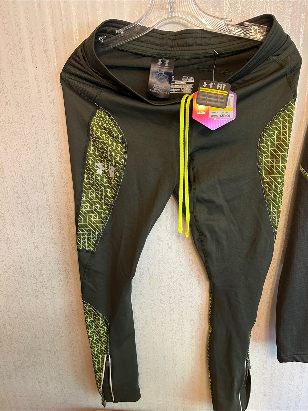 New Under Armour Men’s Olive Green Compression Set Pants M Top Small - Picture 2 of 10